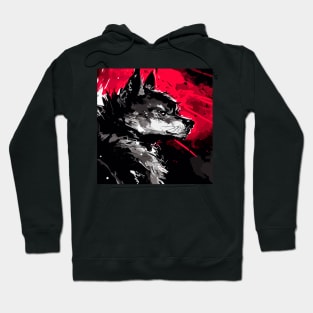 Grey wolf abstract ink portrait Hoodie